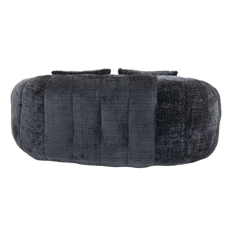 Canapé compact rond 2 places Loveseat en chenille noir anthracite et 2 cousins FISSURE
