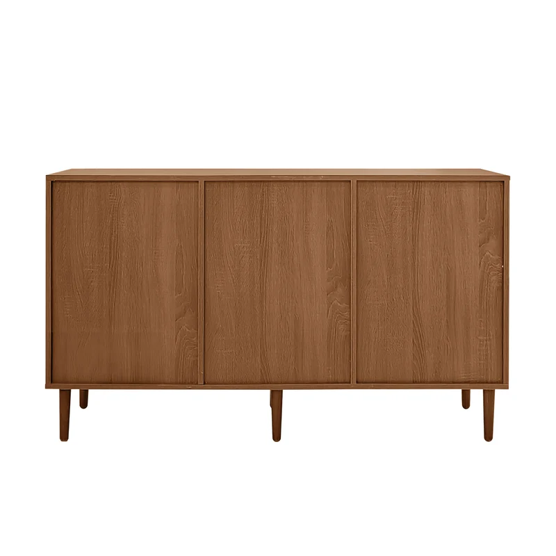 Buffet vintage effet bois avec portes en rotin 2 portes 2 tiroirs 130x75,5x40cm CROLZOI