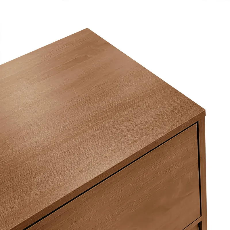 Buffet vintage effet bois avec portes en rotin 2 portes 2 tiroirs 130x75,5x40cm CROLZOI