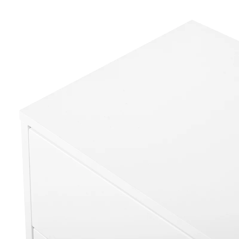 Commode blanche élégante à 6 tiroirs motif ondulé accents dorées BRAXUINS