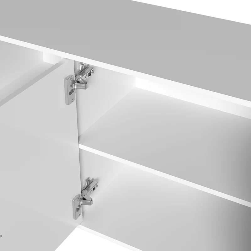 Buffet luxe blanc laqué portes texturées et accents dorées BOCAS