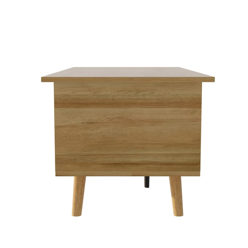 Table basse relevable effet bois 2 portes en rotin 103*50cm DHANNANS
