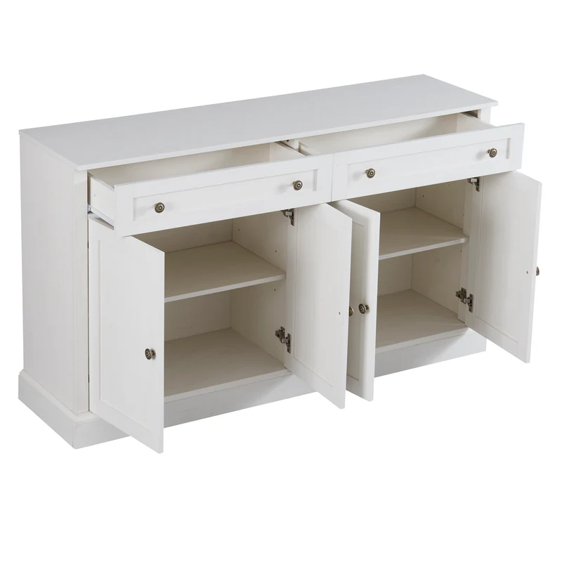 Grand buffet blanc moderne avec 4 portes et 2 tiroirs BHONPHAIT