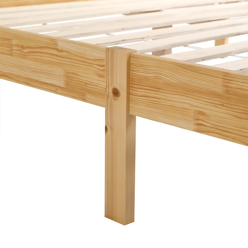 Lit double en rotin effet bois nature 165*205*94 THRUDS
