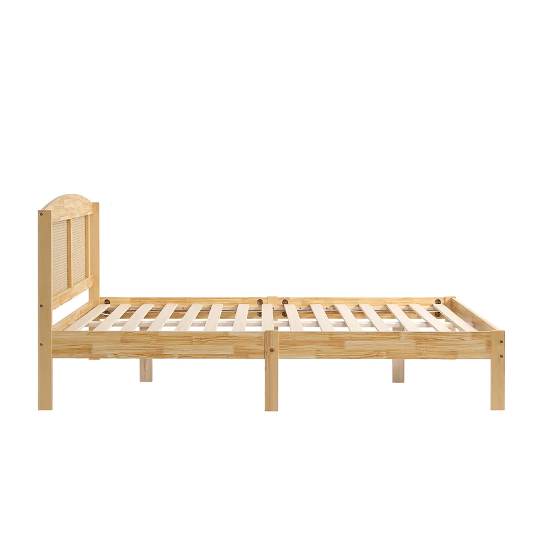 Lit double en rotin effet bois nature 165*205*94 THRUDS