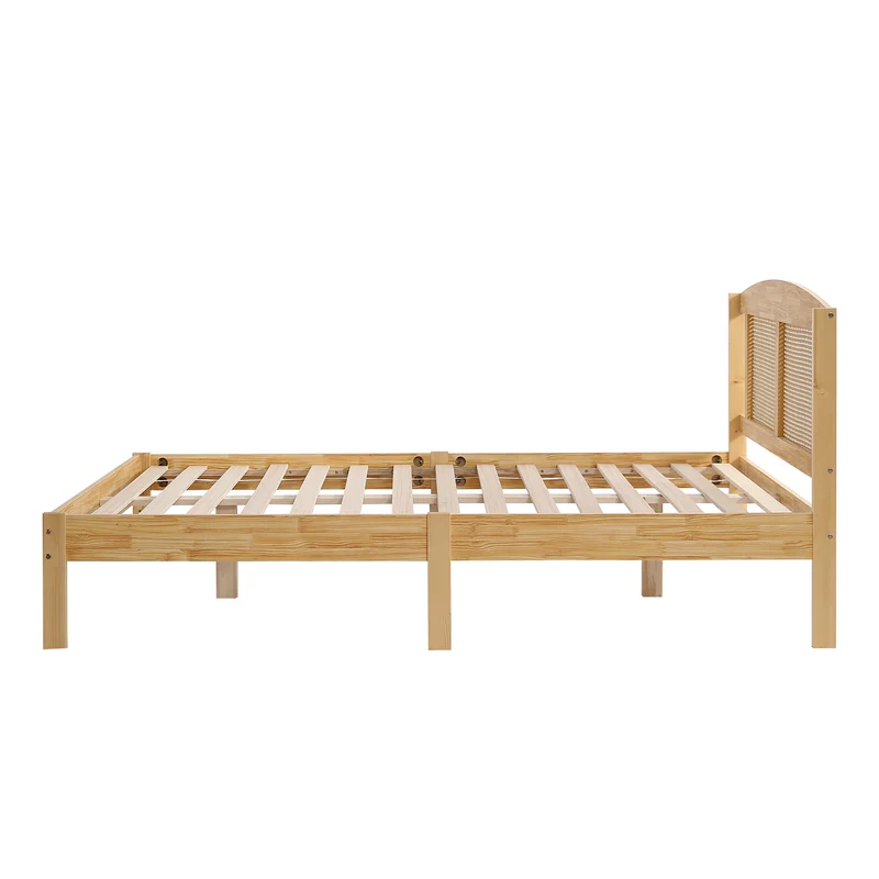 Lit double en rotin effet bois nature 165*205*94 THRUDS
