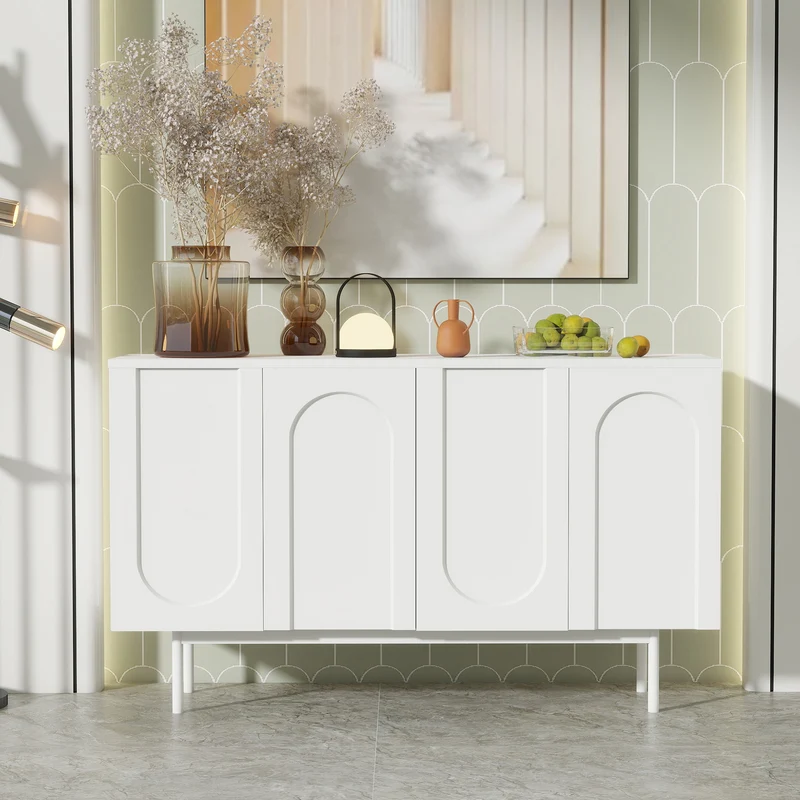 Buffet moderne blanc motif en arc 4 portes AHRE