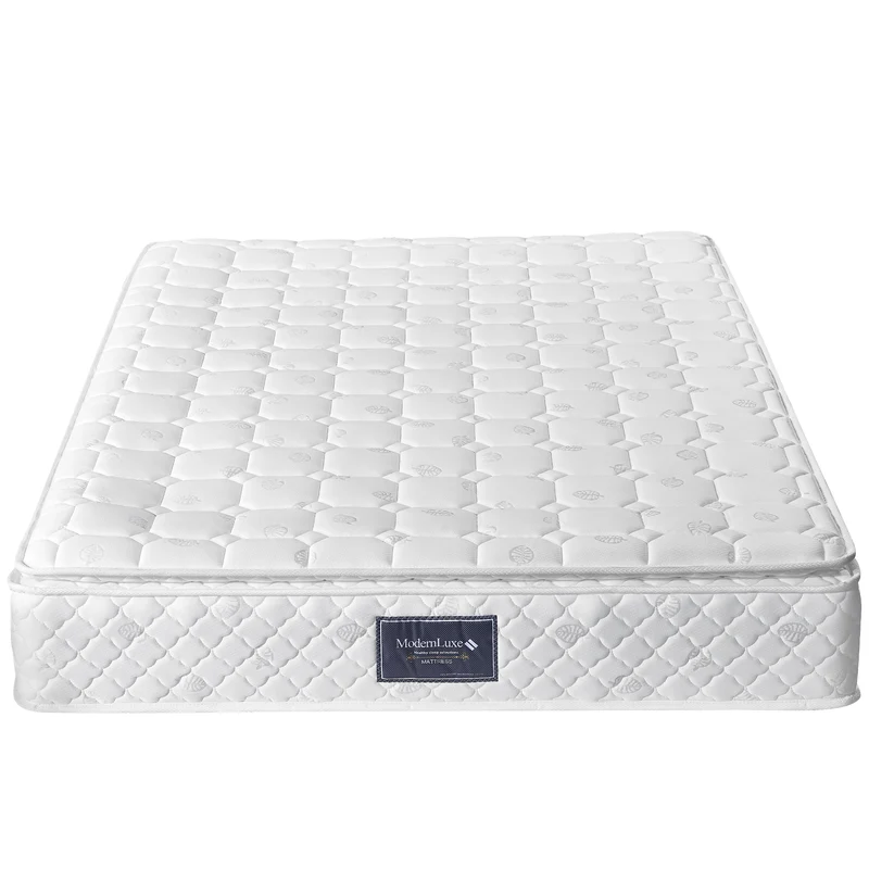 Ensemble lit double rembourré en lin gris 140x200 avec sommier à lattes et matelas à ressorts PERISTOM