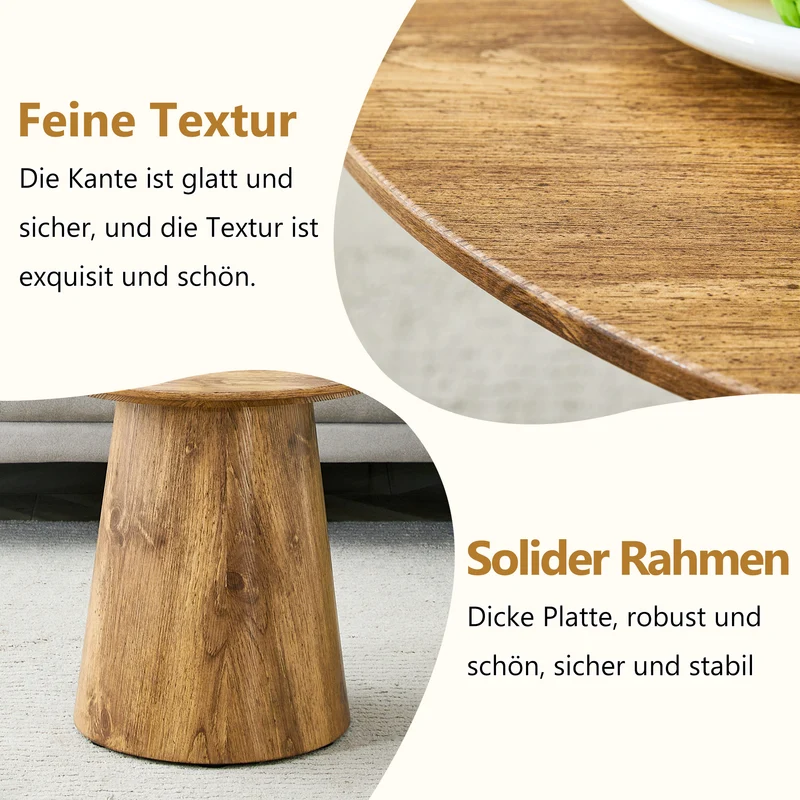 Ensemble de 2 tables basses gigognes rondes effet bois (50×48 cm & 60×35 cm) CYPRESSARA