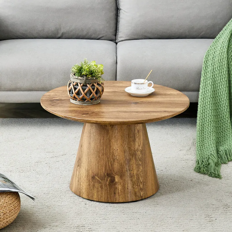 Ensemble de 2 tables basses gigognes rondes effet bois (50×48 cm & 60×35 cm) CYPRESSARA