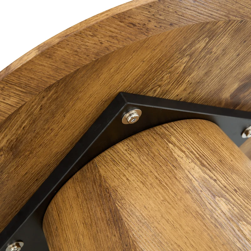 Ensemble de 2 tables basses gigognes rondes effet bois (50×48 cm & 60×35 cm) CYPRESSARA