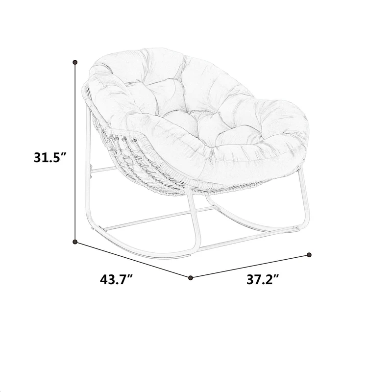 Fauteuil à bascule XXL en rotin, coussin épais, gris clair ARISEARA