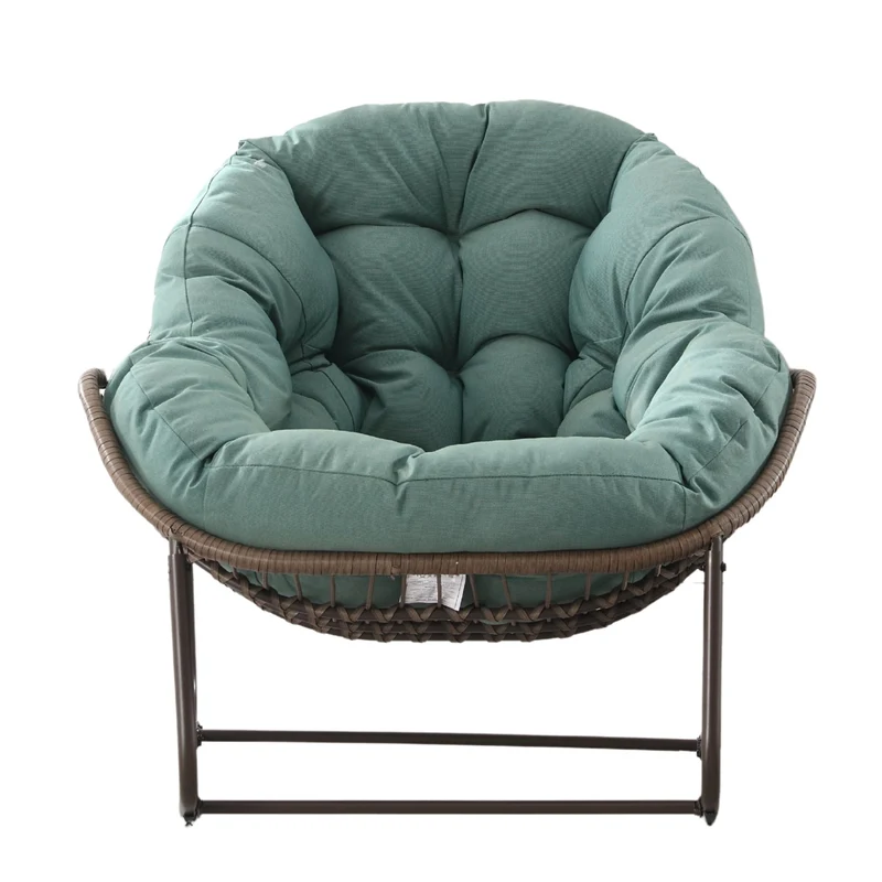 Fauteuil à bascule XXL en rotin, coussin épais, vert sauge SOLSTICEICA