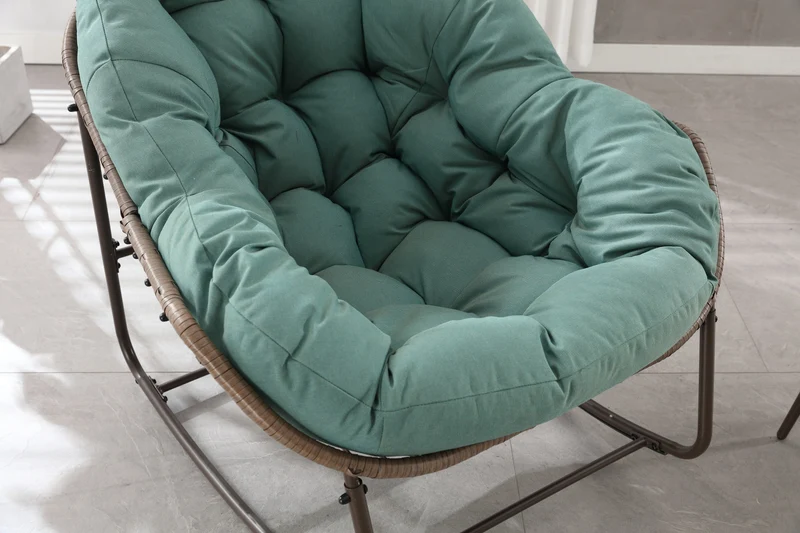 Fauteuil à bascule XXL en rotin, coussin épais, vert sauge SOLSTICEICA