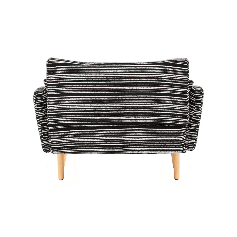 Canapé 2 places en bouclette rayures noir et blanc et coussins 121x81,5x87cm LATTICEIC