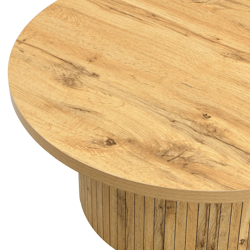 Ensemble de 2 tables basses rondes effet bois naturel base à tasseaux NIMBUSIS