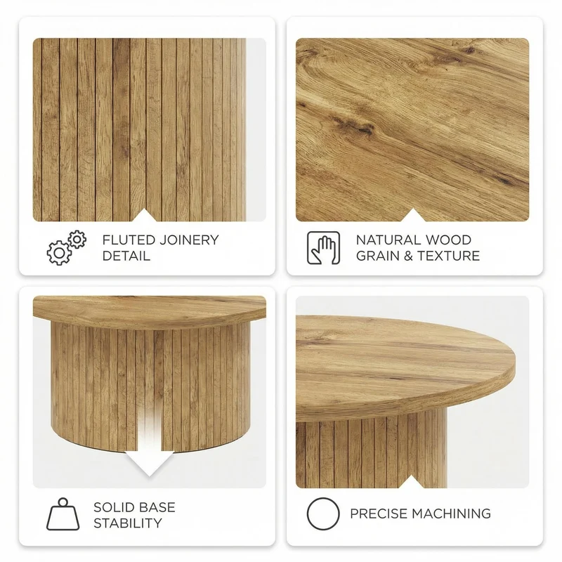 Ensemble de 2 tables basses rondes effet bois naturel base à tasseaux NIMBUSIS