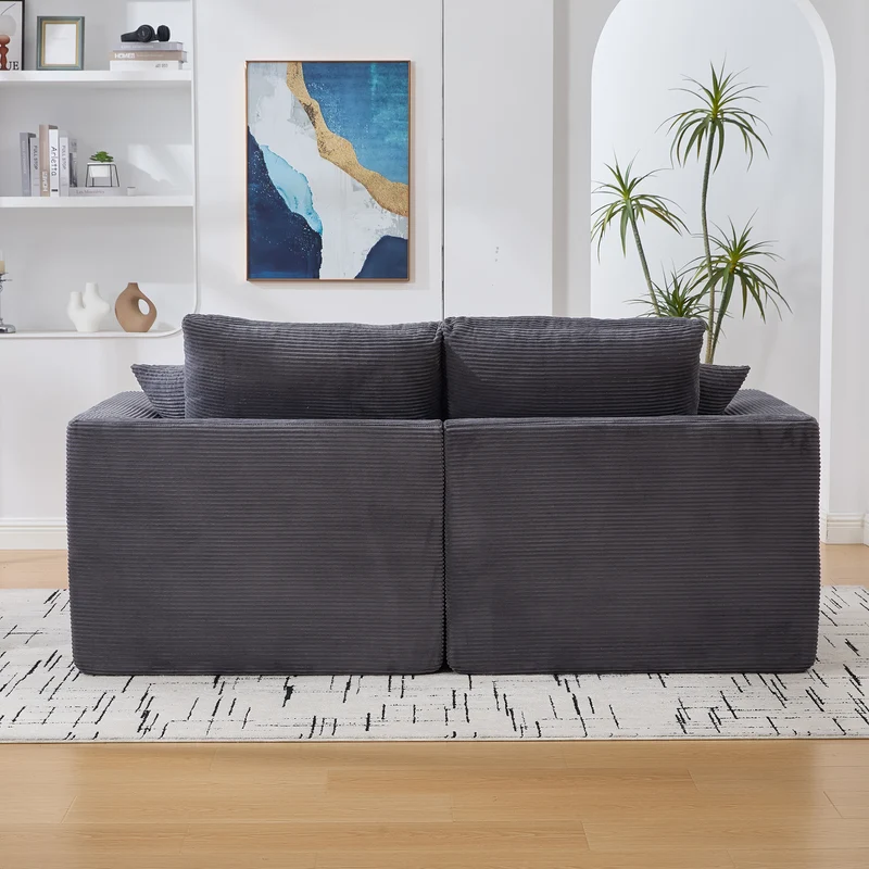 Fauteuil chauffeuse modulable en velours côtelé gris foncé 101x102,5x84cm ZENITHIQUE