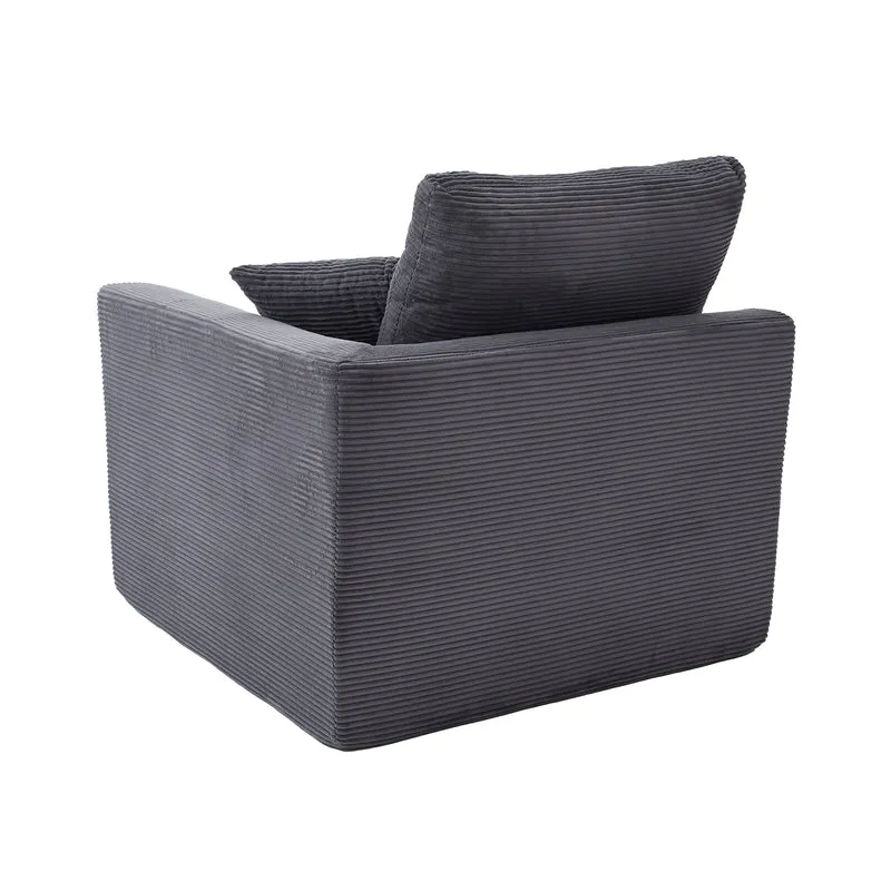 Fauteuil chauffeuse modulable en velours côtelé gris foncé 101x102,5x84cm ZENITHIQUE