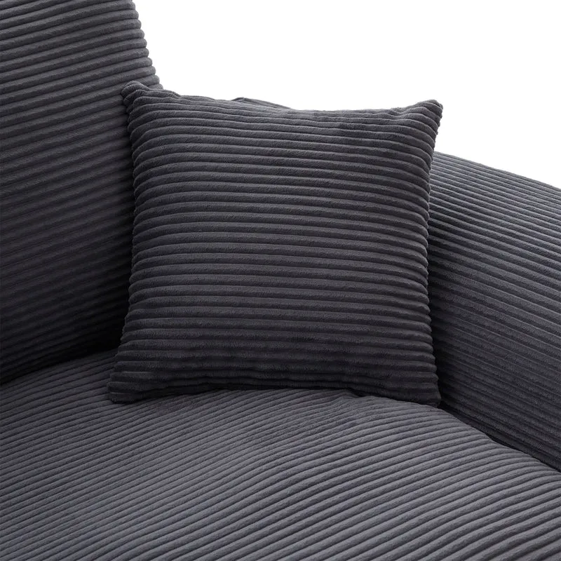 Fauteuil chauffeuse modulable en velours côtelé gris foncé 101x102,5x84cm ZENITHIQUE