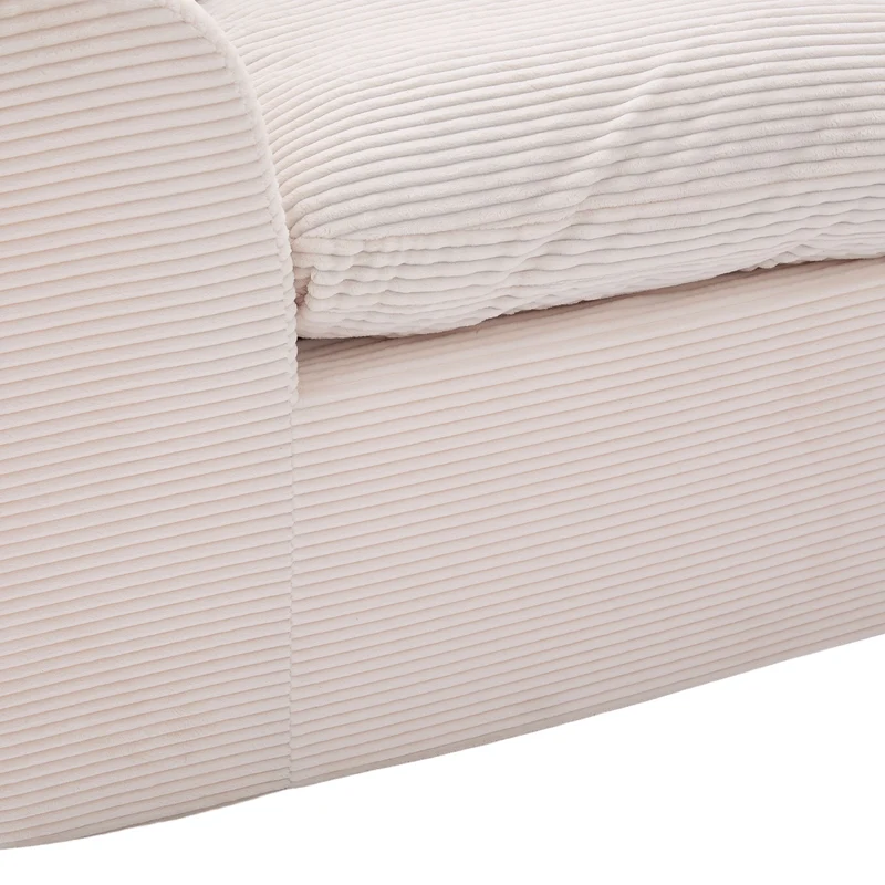 Canapé 2 places en velours côtelé beige 204x102,5x84cm CRESCENTORA