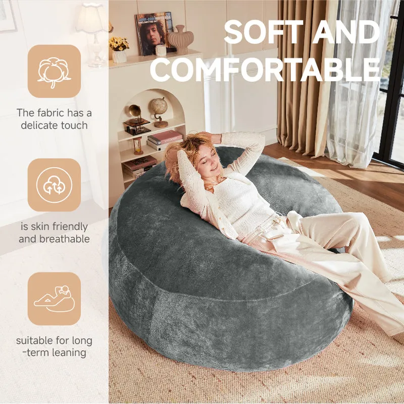 Fauteuil pouf géant ultra moelleux en fausse fourrure gris anthracite 130x120x60cm ELECTRAITA