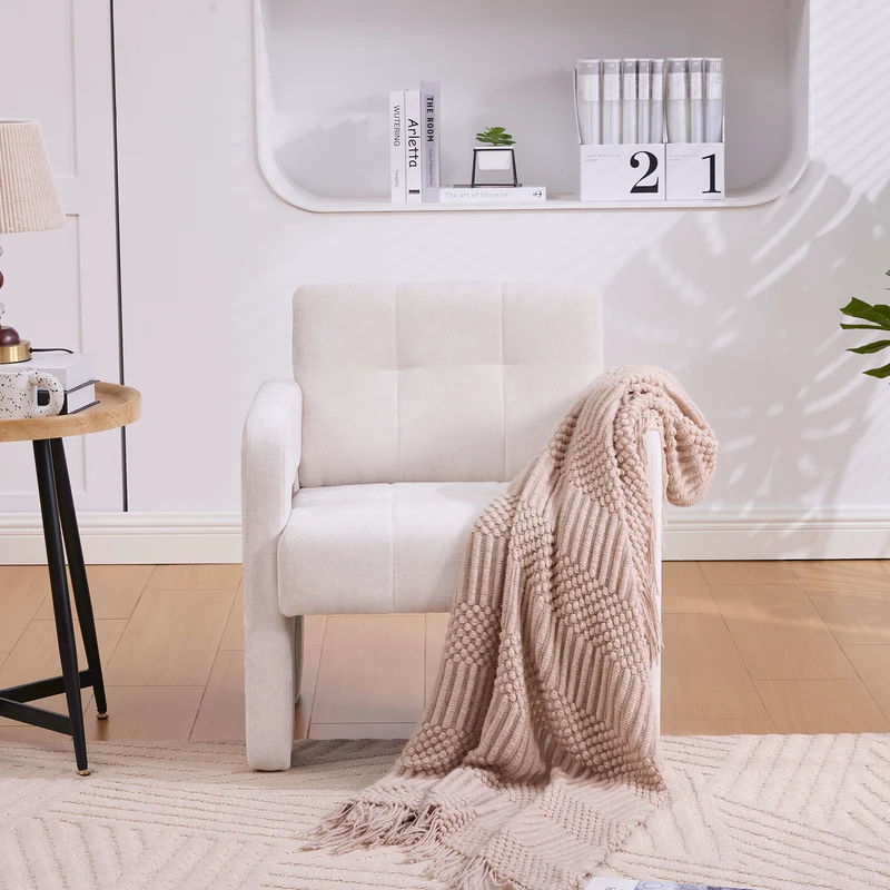 Fauteuil en chenille beige 67,5x69x74,5cm AURAERA