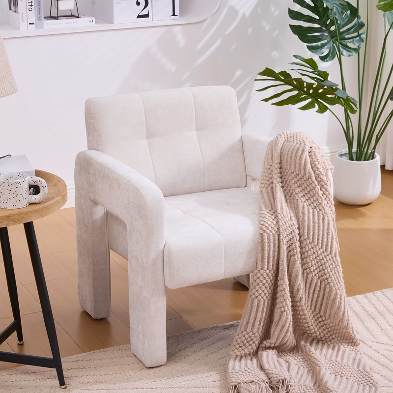Fauteuil en chenille beige 67,5x69x74,5cm AURAERA