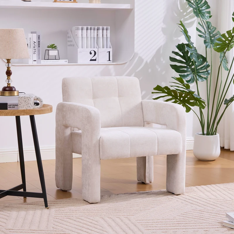 Fauteuil en chenille beige 67,5x69x74,5cm AURAERA