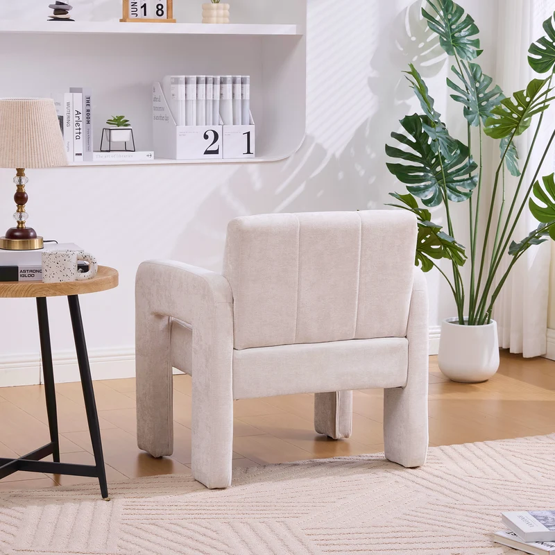 Fauteuil en chenille beige 67,5x69x74,5cm AURAERA