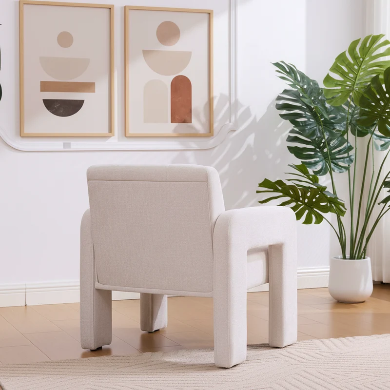 Fauteuil en chenille beige 67,5x69x74,5cm AURAERA