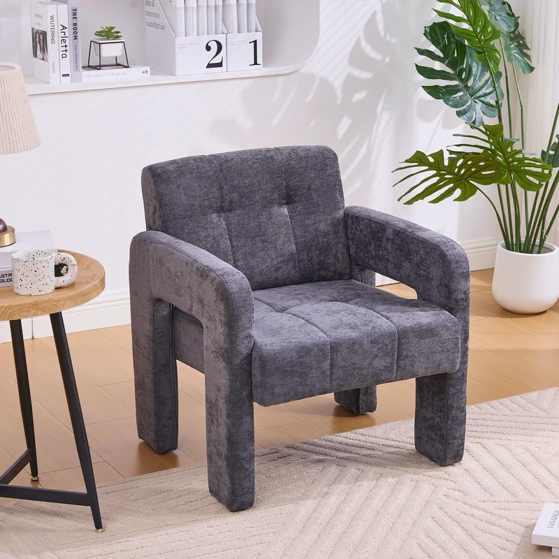 Fauteuil en chenille gris foncé 67,5x69x74,5cm ZENITHINA