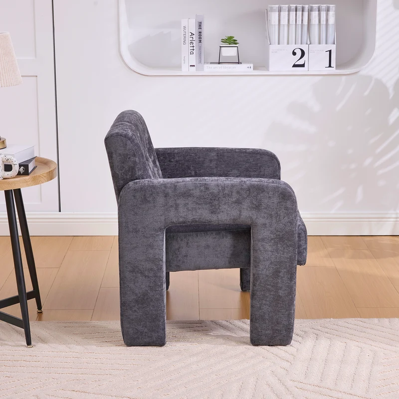 Fauteuil en chenille gris foncé 67,5x69x74,5cm ZENITHINA