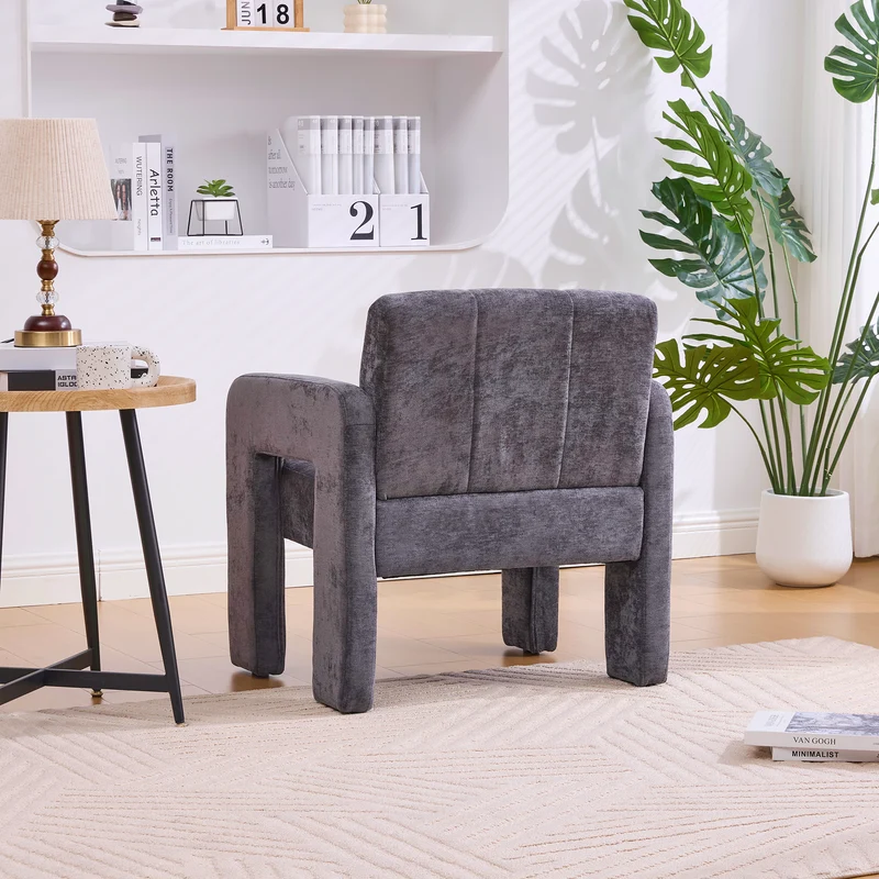 Fauteuil en chenille gris foncé 67,5x69x74,5cm ZENITHINA