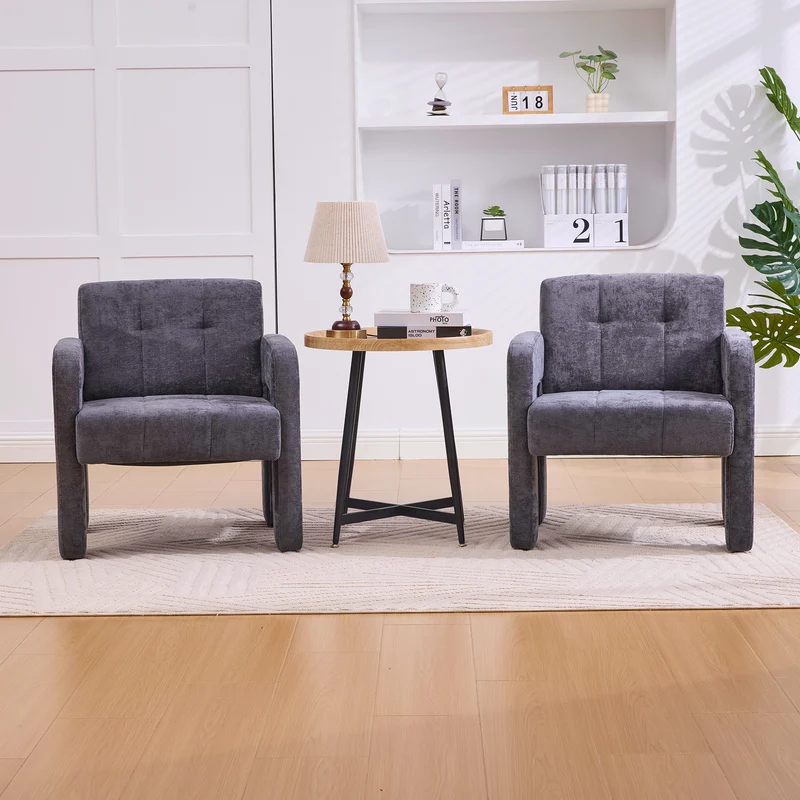 Fauteuil en chenille gris foncé 67,5x69x74,5cm ZENITHINA