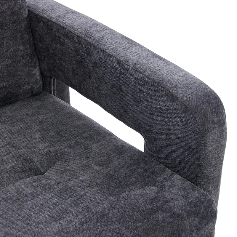 Fauteuil en chenille gris foncé 67,5x69x74,5cm ZENITHINA