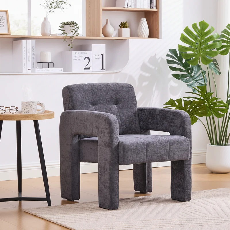 Fauteuil en chenille gris foncé 67,5x69x74,5cm ZENITHINA