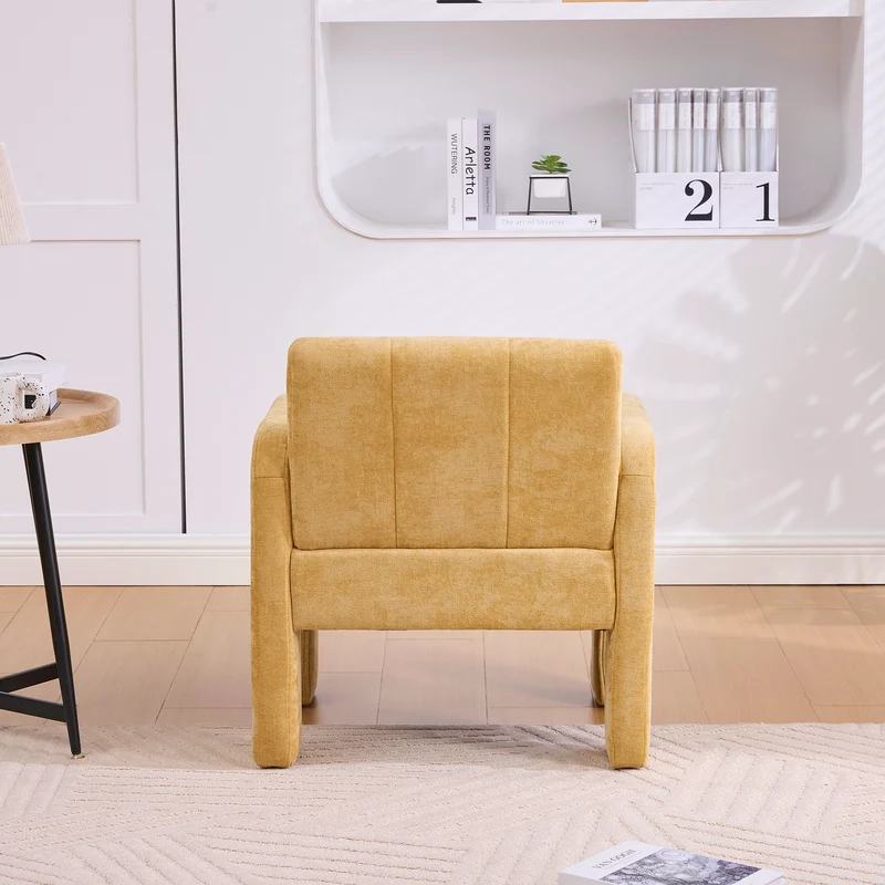 Fauteuil en chenille jaune moutarde 67,5x69x74,5cm CRESCENTELLE