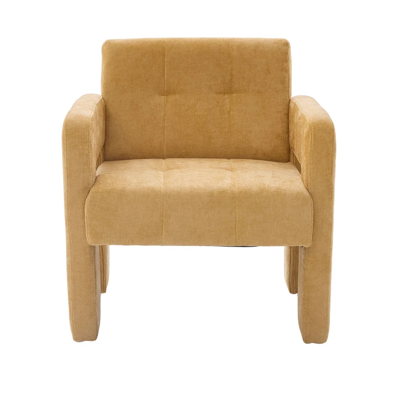 Fauteuil en chenille jaune moutarde 67,5x69x74,5cm CRESCENTELLE