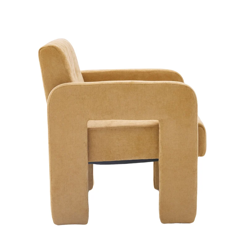 Fauteuil en chenille jaune moutarde 67,5x69x74,5cm CRESCENTELLE