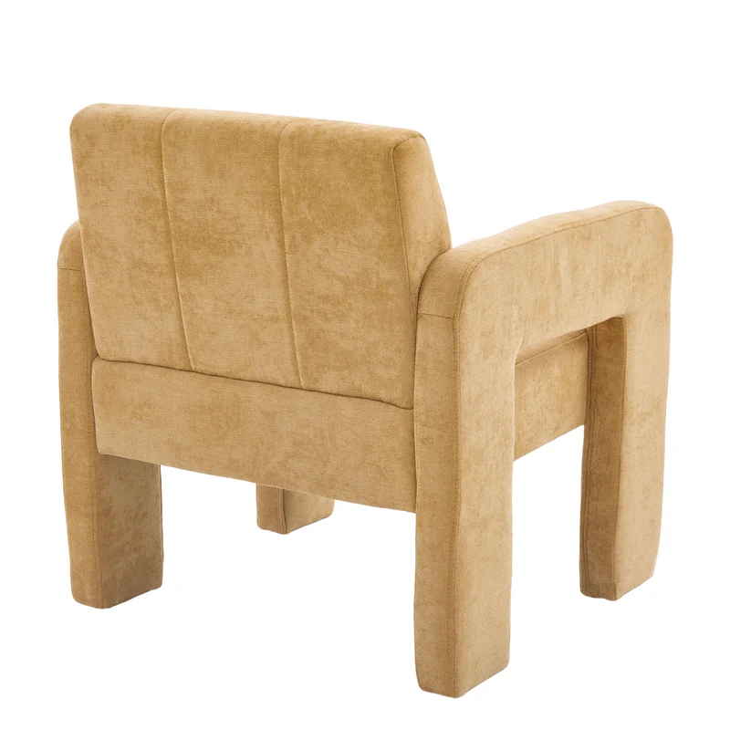 Fauteuil en chenille jaune moutarde 67,5x69x74,5cm CRESCENTELLE