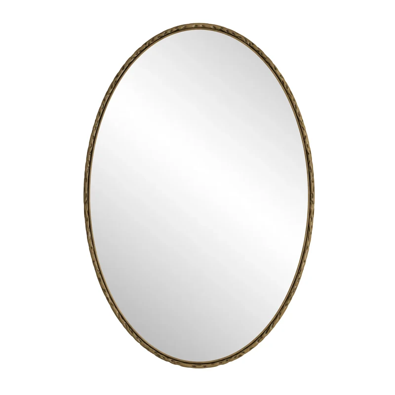Miroir ovale rétro en fer forgé doré effet vieilli 65x100cm DUSKLEAF