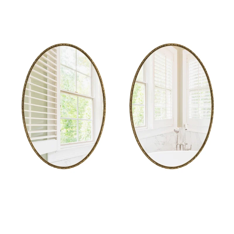 Miroir ovale rétro en fer forgé doré effet vieilli 65x100cm DUSKLEAF