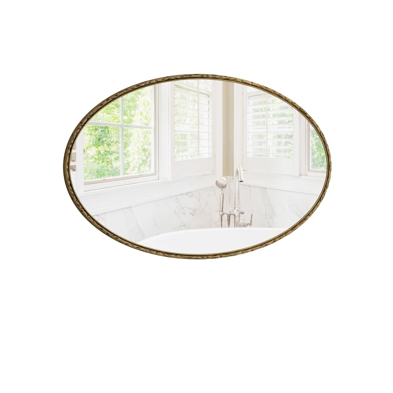 Miroir ovale rétro en fer forgé doré effet vieilli 65x100cm DUSKLEAF