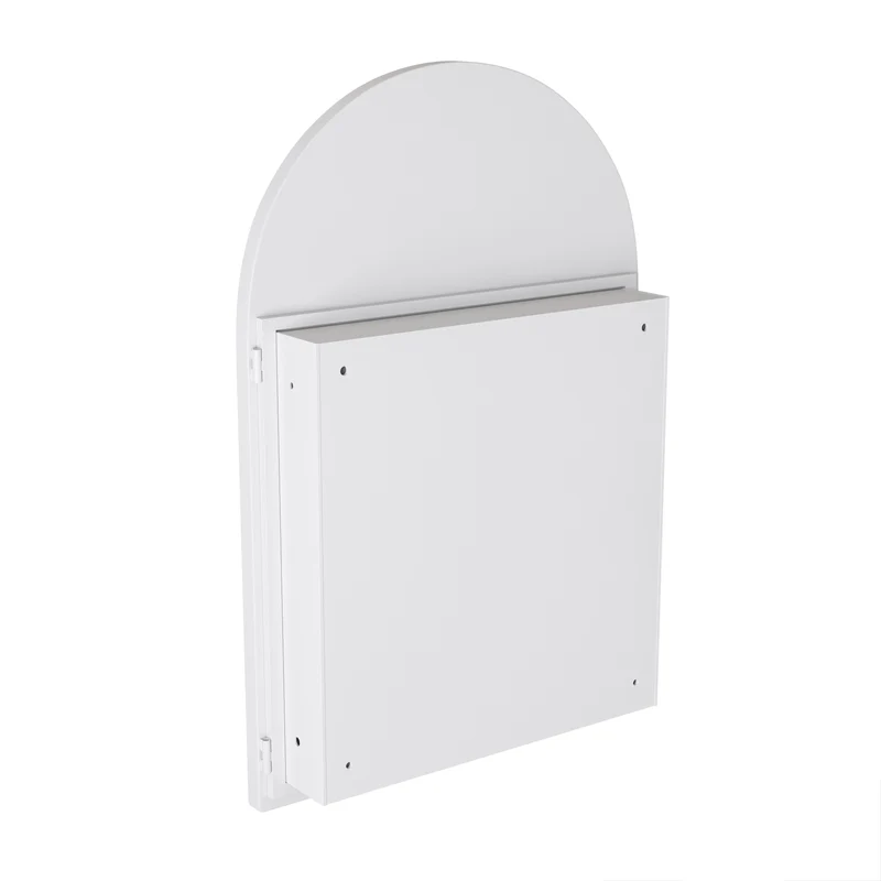 Armoire de toilette blanche avec miroir arqué, rangement mural ou encastré 91x61cm KEYCIRCLE