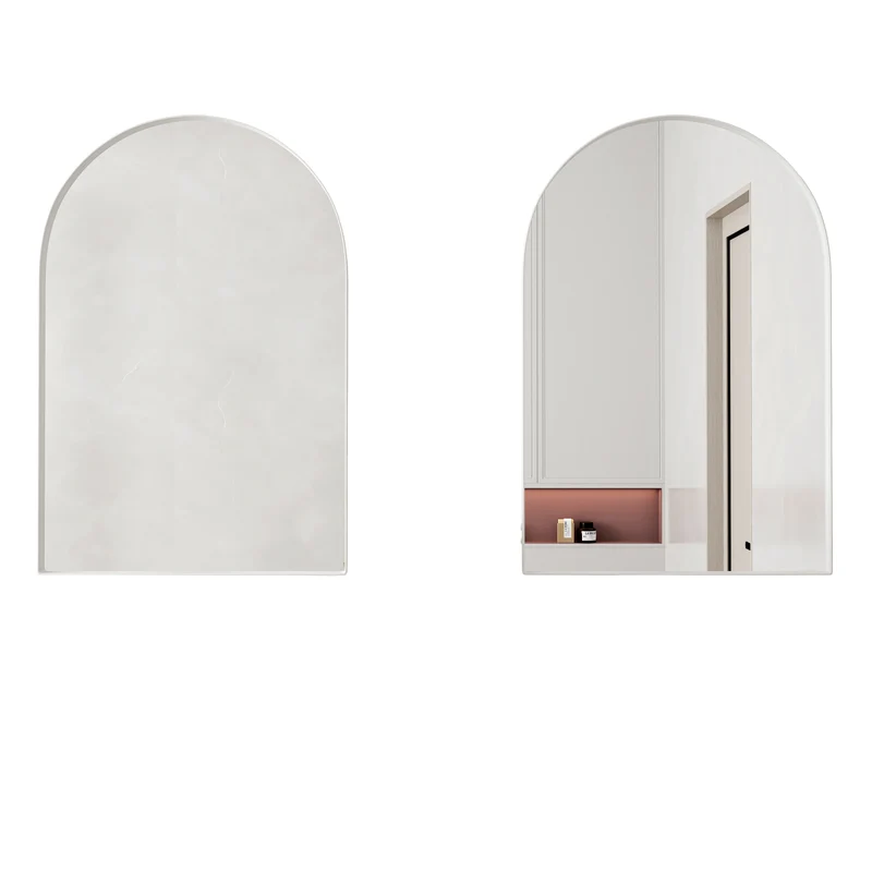 Armoire de toilette blanche avec miroir arqué, rangement mural ou encastré 91x61cm KEYCIRCLE