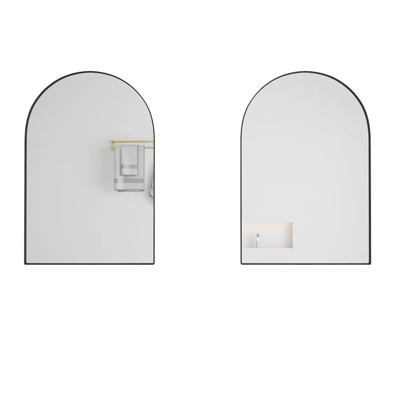 Armoire de toilette miroir arquée noire, encastré ou mural 91x61cm BETELGEUSERED