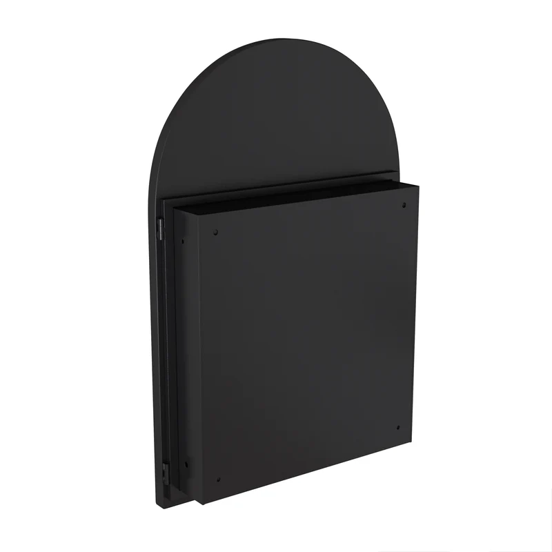 Armoire de toilette miroir arquée noire, encastré ou mural 91x61cm BETELGEUSERED