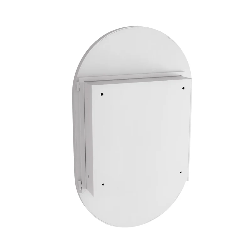 Armoire de toilette blanche miroir ovale, cabinet mural encastré 85x51,5 cm MENHIRPOST