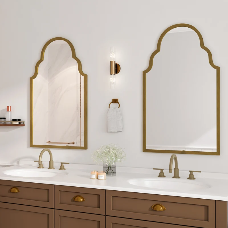 Miroir mural rectangulaire style marocain cadre métal doré mat 61x101cm NEWSLIVER